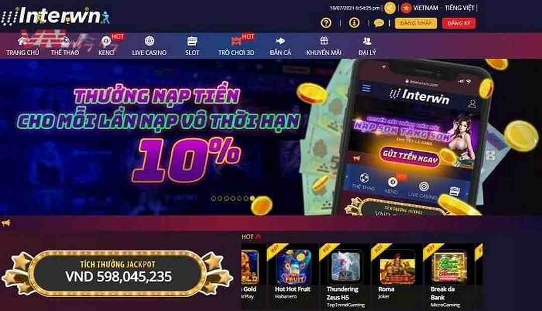 Interwinvn cung cấp rất nhiều ưu đãi khi người chơi nạp tiền