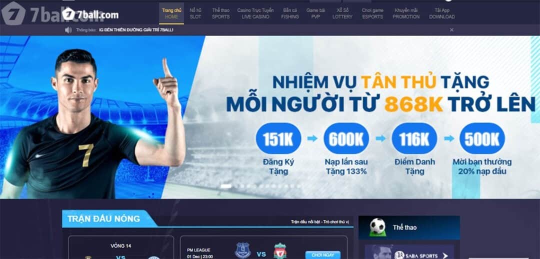 Truy cập website 7Ball để nhận nhiều quà khủng