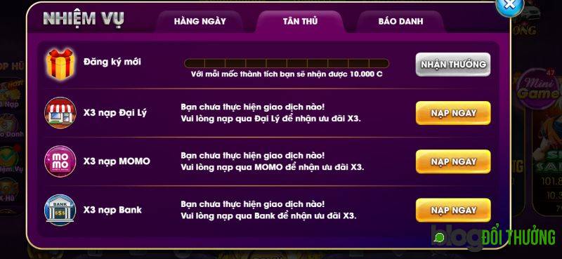 Nhân 3 giá trị cho lần nạp thẻ đầu tiên của người chơi