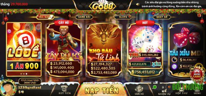 Nhấn chuột vào button Nạp tiền