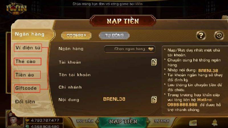 Nạp tiền iWin - chơi game cực đã