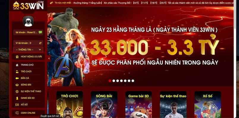 Đánh giá trang  chủ 33Win và dịch vụ cá cược đẳng cấp nhất
