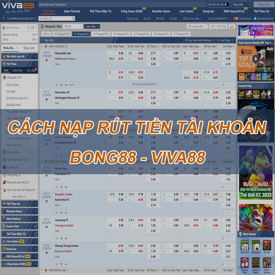 Nạp rút tiền tài khoản Bóng88 - Viva88