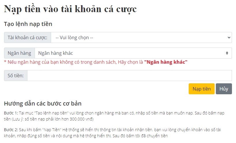 Nạp rút tiền Bong88