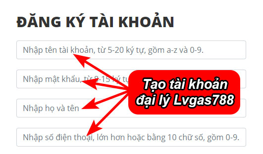 Tạo tài khoản đại lý Lvgas788