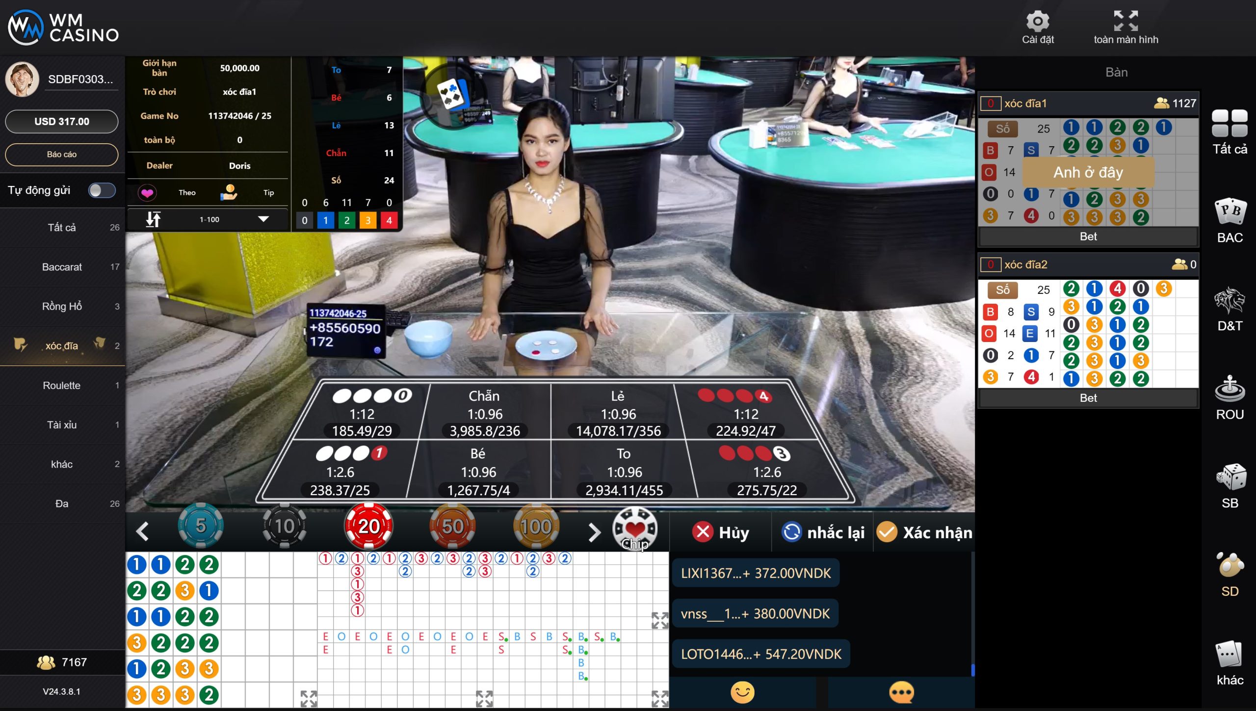 Xóc đĩa WM casino