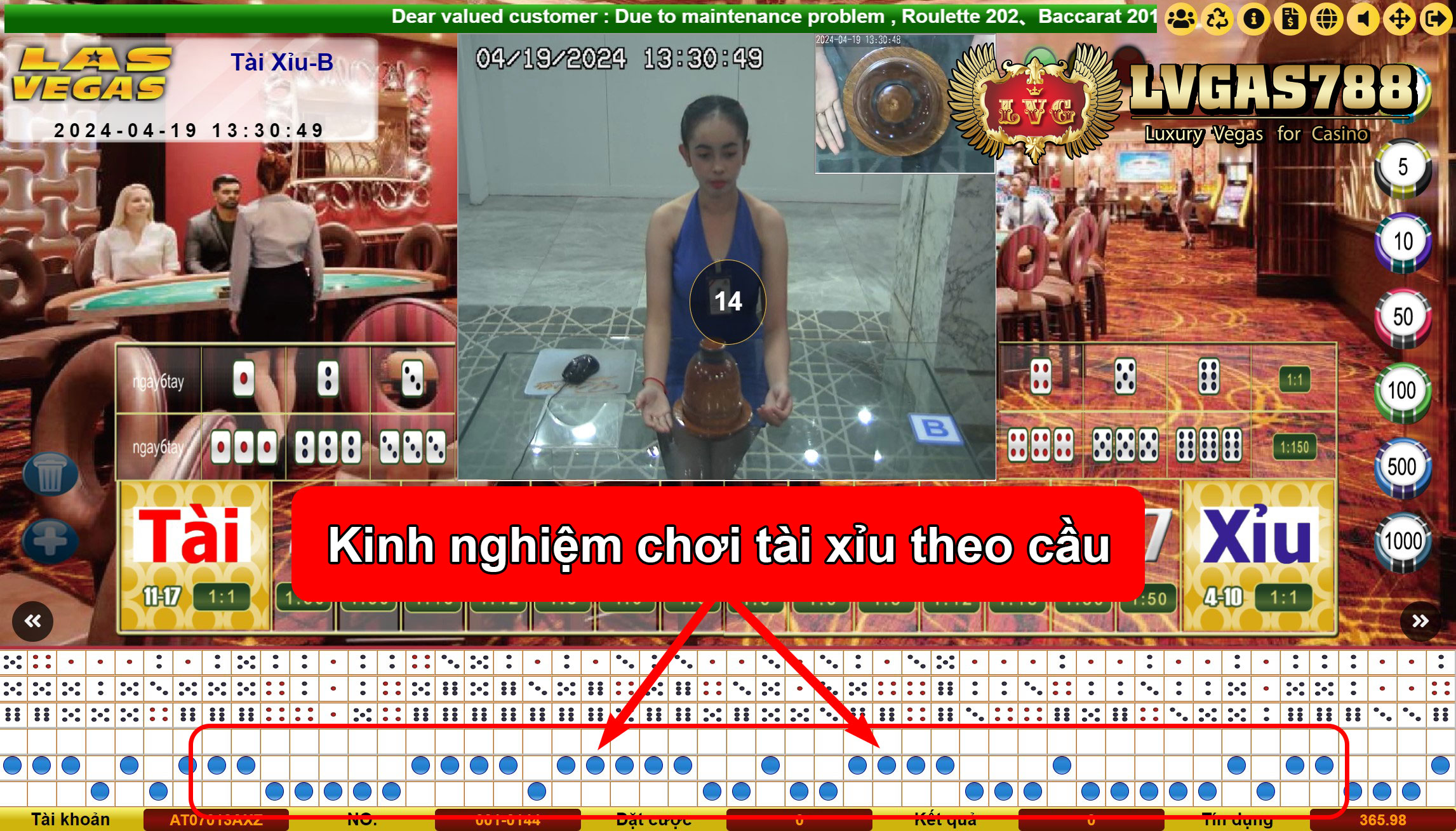 Kinh nghiệm đánh tài xỉu theo cầu
