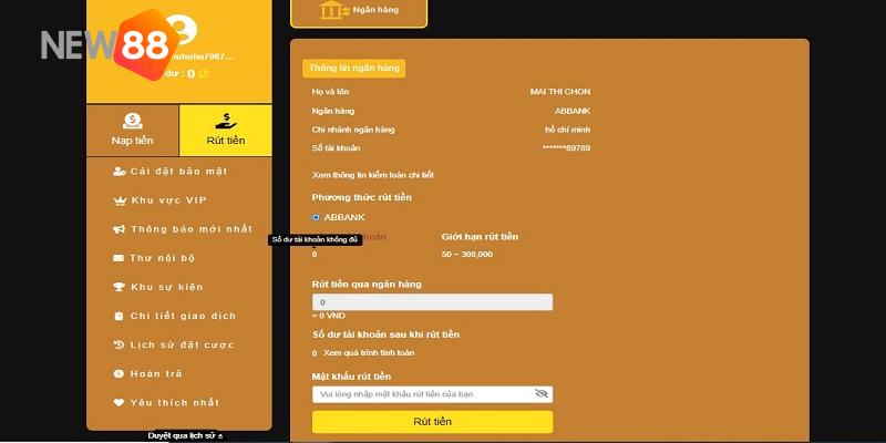 Hướng dẫn cách thực hiện rút tiền New88 chi tiết nhất