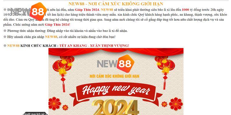 Khuyến mãi Giáp Thìn 2024 New88 được diễn ra khi nào