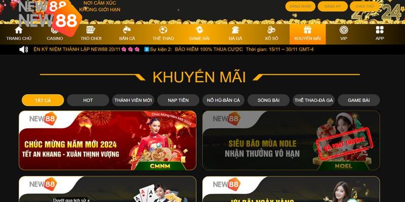 Khuyến mãi tri ân hội viên new88