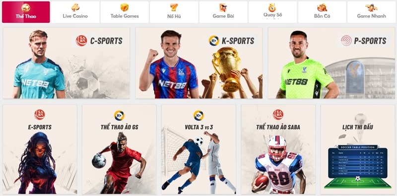 Các trò chơi có tại kho game của Net 88