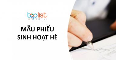 Mẫu phiếu sinh hoạt hè mới nhất hiện nay