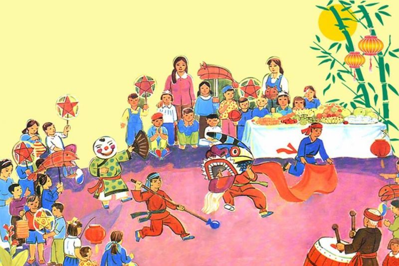 Bức tranh vẽ Trung thu: Ngày hội trăng rằm