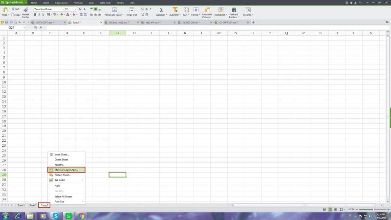 9. Coppy Sheet sang file Kingsoft Spreadsheet khác