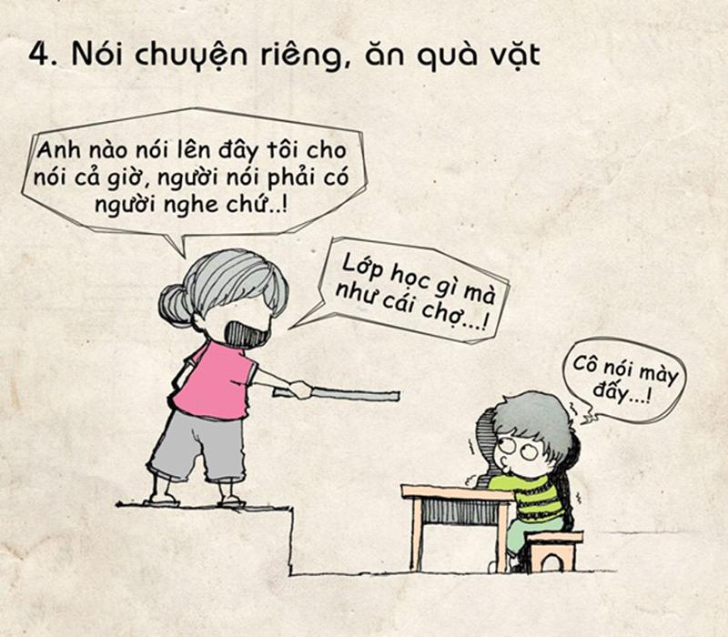 Học sinh nói chuyện riêng, không chú ý trong giờ học