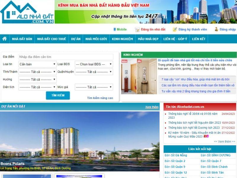 Trang web Alonhadat.com.vn