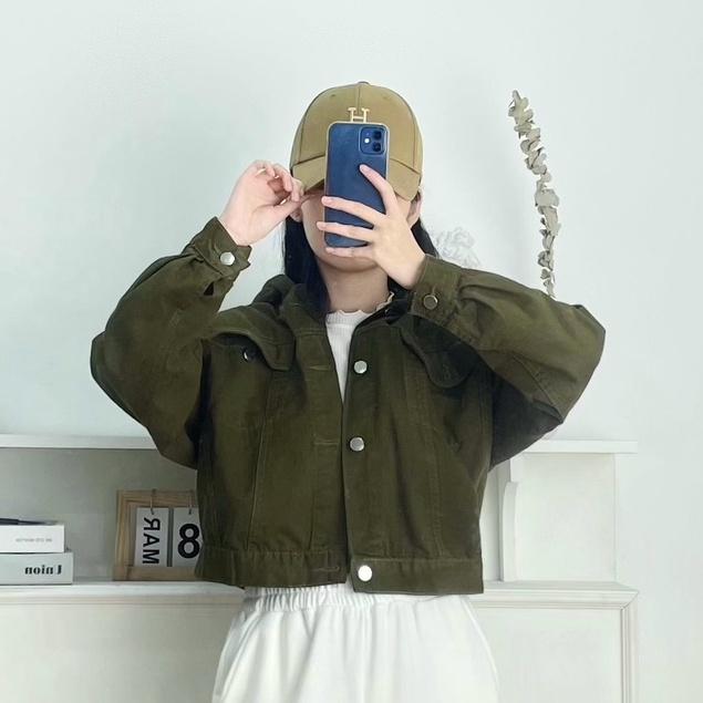 Áo khoác kaki nữ FM Style dáng ngắn form rộng có mũ chất xịn thời trang năng động