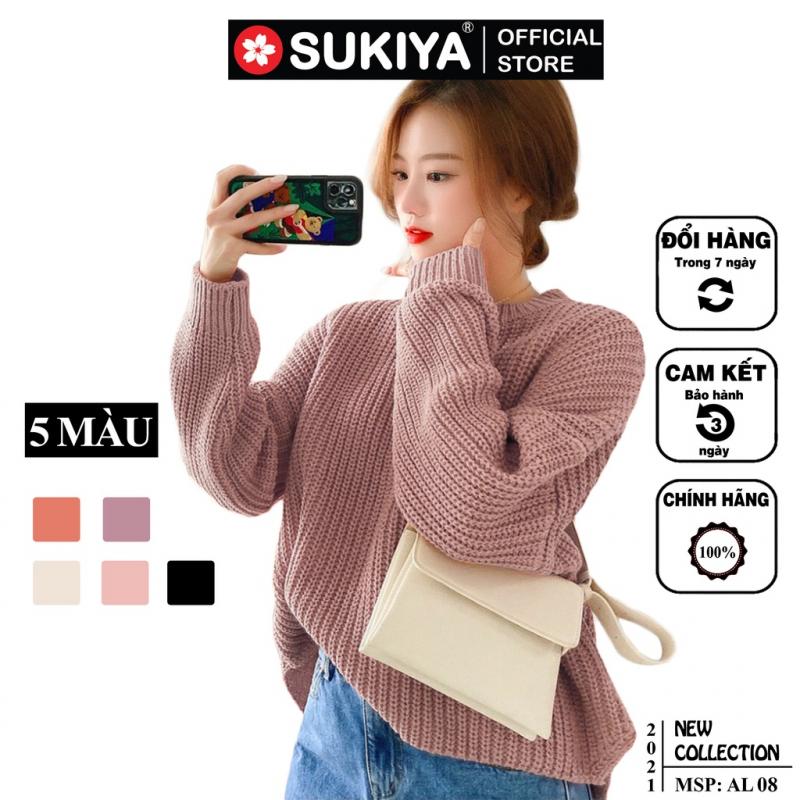 Áo len nữ SUKIYA sợi to chất dày form dáng rộng Hàn Quốc hàng đẹp AL08