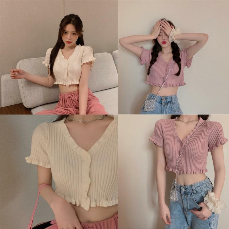 Áo len tăm croptop
