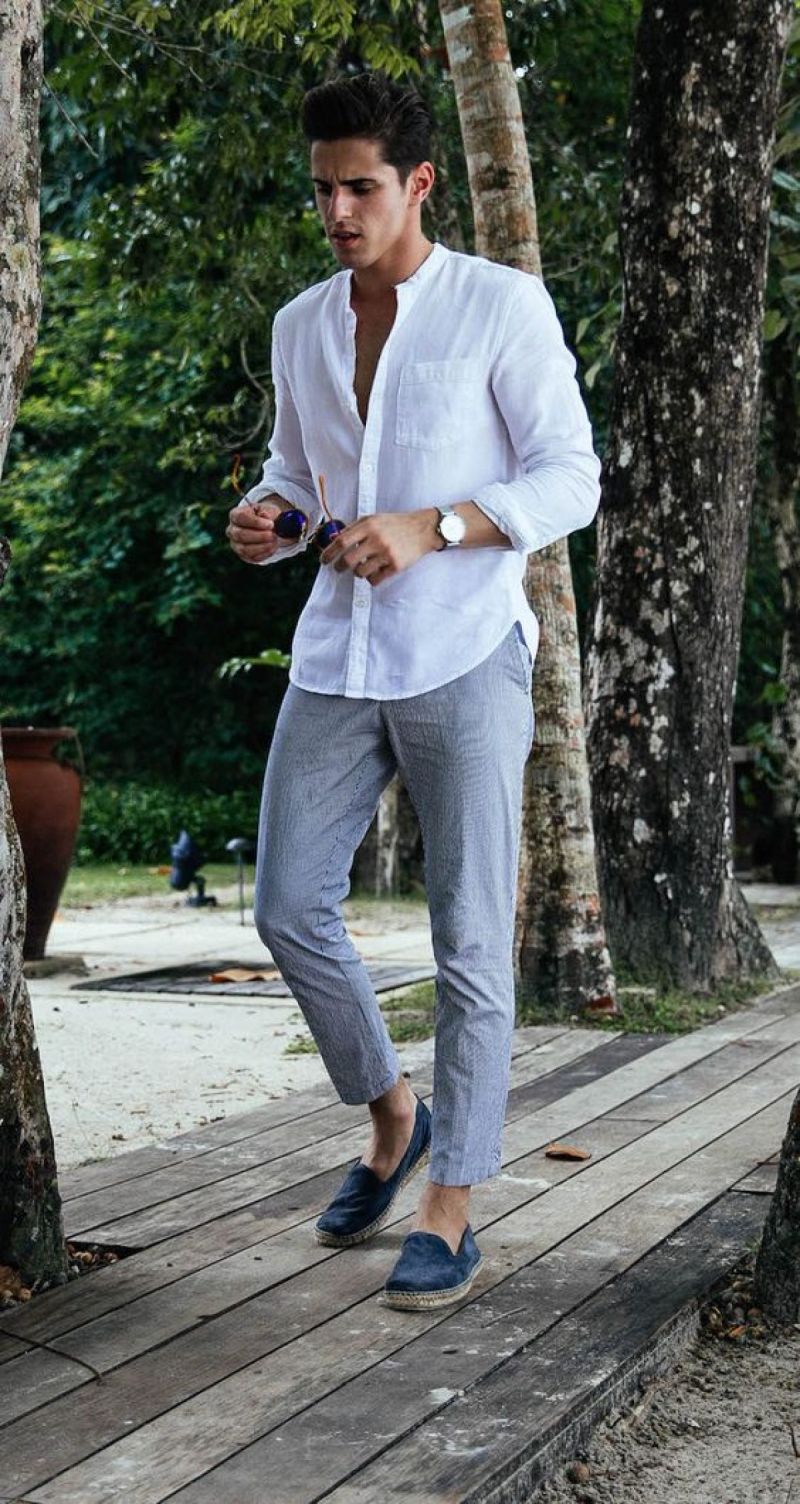 Áo sơ mi trắng và Quần vải