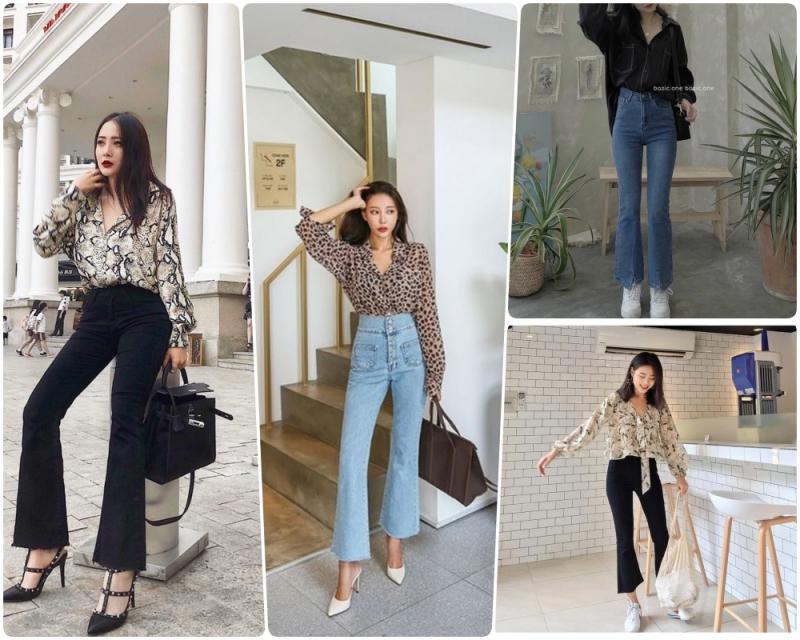 Áo sơ mi với quần ống loe