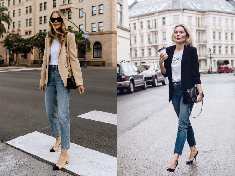 Áo vest với quần jeans