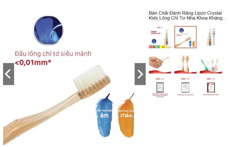 Bàn chải đánh răng Lipzo Crystal Kids