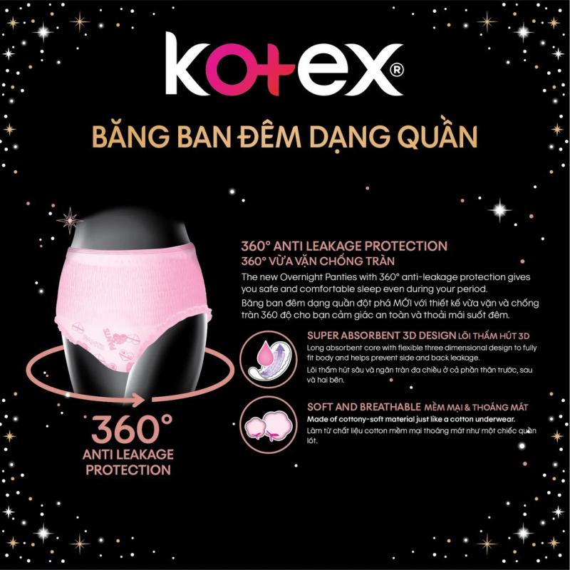 Băng vệ sinh đêm dạng quần 2M/16 Kotex