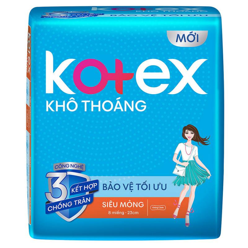 Băng Vệ Sinh Kotex khô thoáng lưới siêu thấm - Maxi không cánh 8