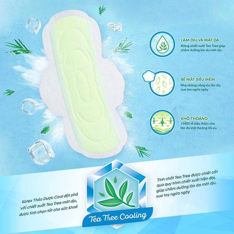 Băng Vệ Sinh Kotex MaxCool mặt bông mềm mại không cánh 23cm 8 miếng