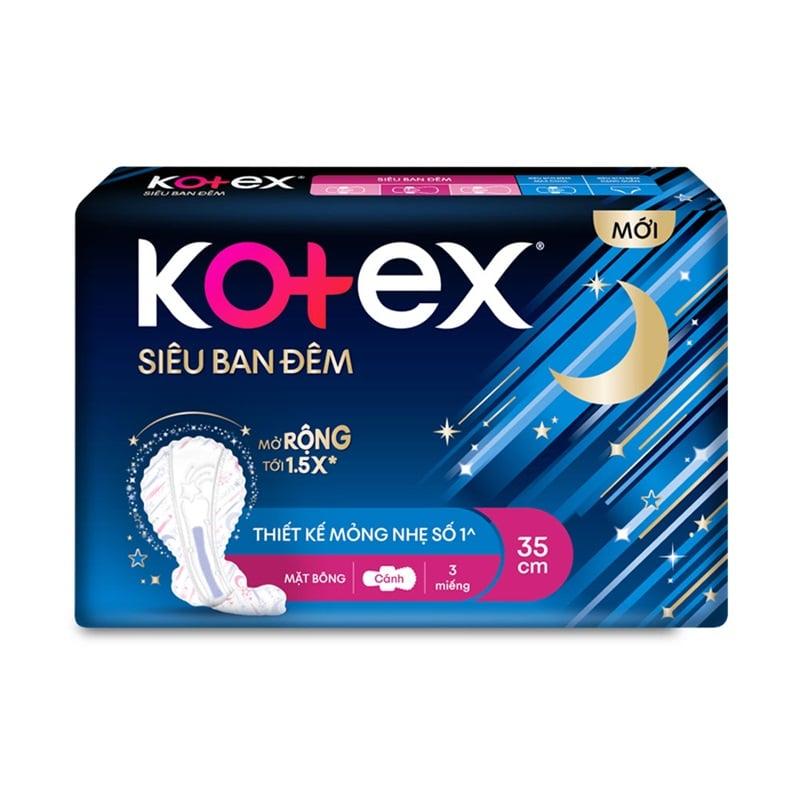 Băng vệ sinh Kotex siêu ban đêm cánh 35cm (3 miếng)