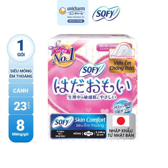 Băng vệ sinh siêu mềm mại Sofy Skin Comfort 23cm có cánh gói 08 miếng