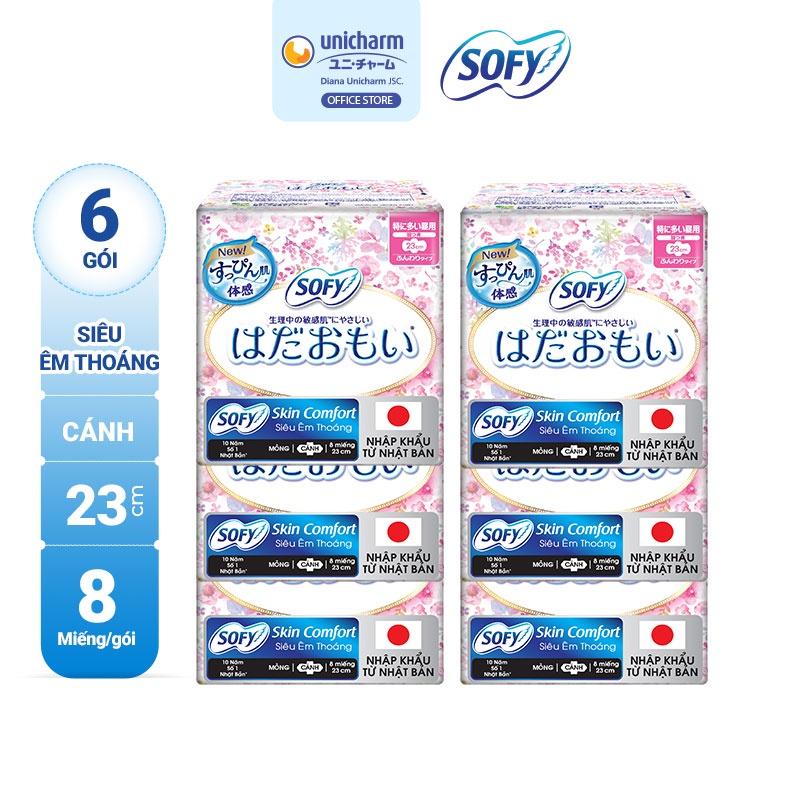 Băng vệ sinh siêu mềm mại Sofy Skin Comfort 23cm có cánh gói 08 miếng
