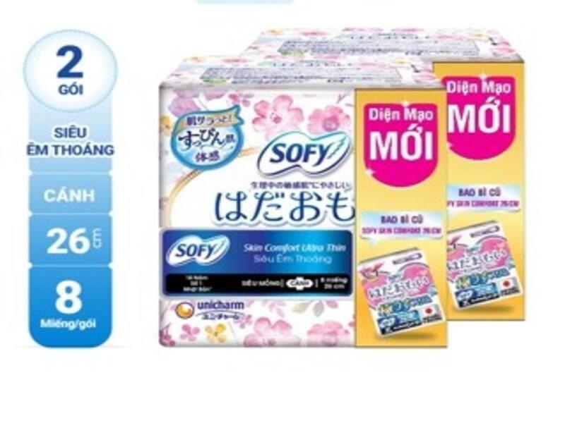 Băng vệ sinh Sofy Skin Comfort Ultra Thin 26cm có cánh 8M