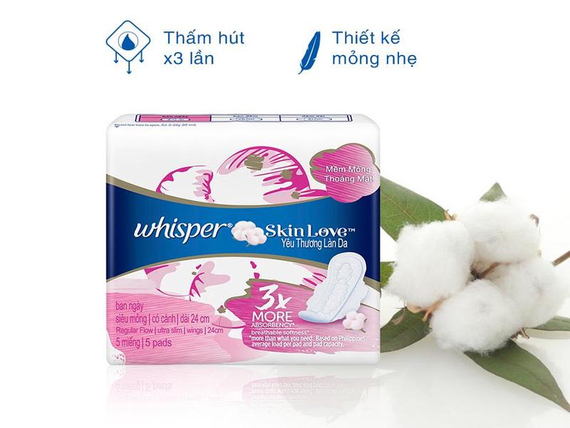 Băng vệ sinh Whisper Skinlove siêu mỏng