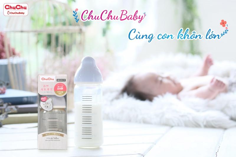 Bình sữa cổ rộng chống sặc PPSU của Chuchubaby