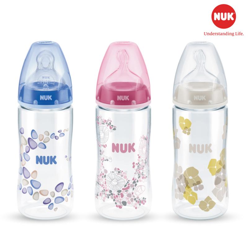 Bình sữa NUK nhựa PA 300ml núm ti Silicone S1 - M chỉnh nha chống sặc chống đầy hơi