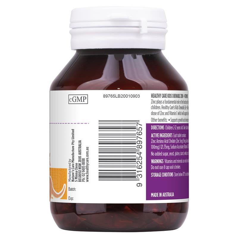 Bio Zinc & Vitamin C Healthy Care - Viên nhai bổ sung Kẽm tăng đề kháng phát triển toàn diện