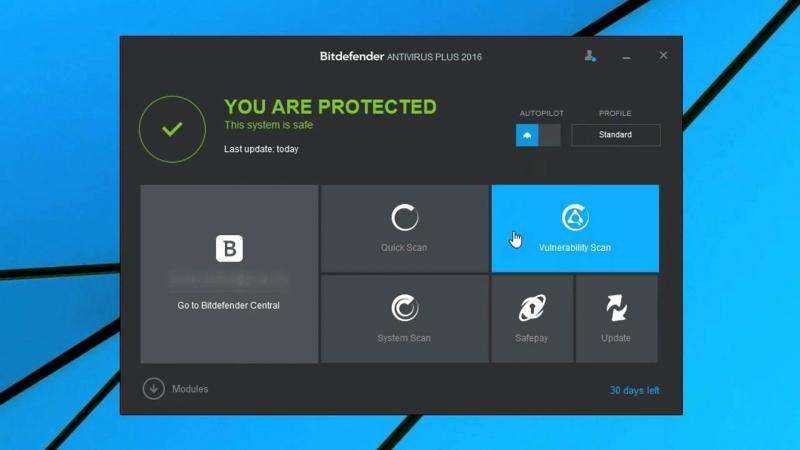 Giao diện phần mềm Bitdefender