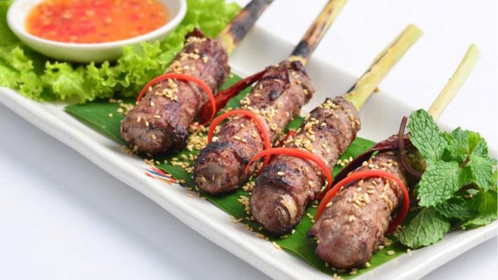 Bò cuốn sả nướng