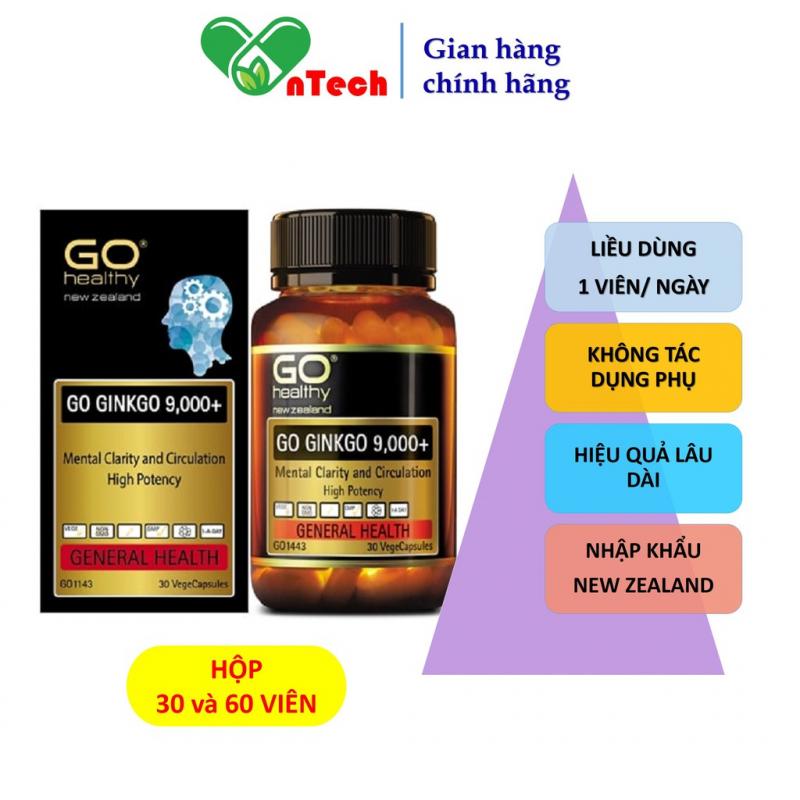 Bổ não Go Healthy Ginkgo 9000+ hoạt huyết dưỡng não tăng cường tuần hoàn não cải thiện trí nhớ tăng khả năng tập trung