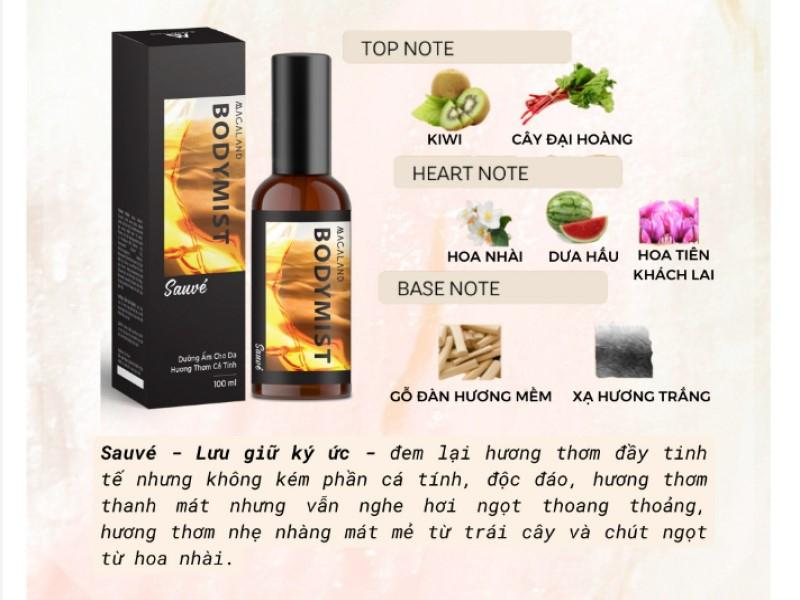 Body mist xịt thơm toàn thân Macaland hương nước hoa Pháp