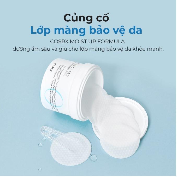 Bông cotton làm sạch tế bào chết dưỡng ẩm Cosrx One Step Moisture Up Pad