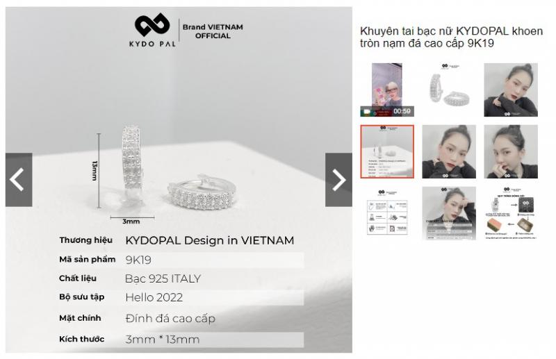 Bông tai bạc nữ KYDOPAL khoen tròn nạm đá cao cấp
