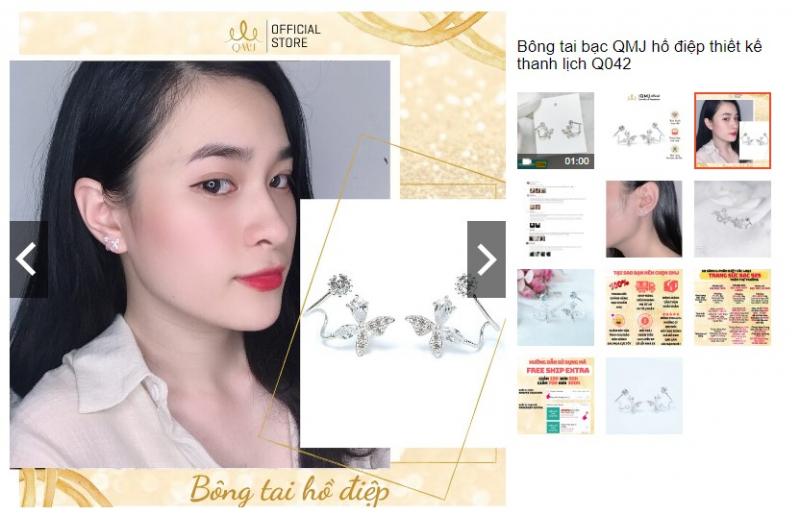 Bông tai bạc QMJ hồ điệp thiết kế thanh lịch