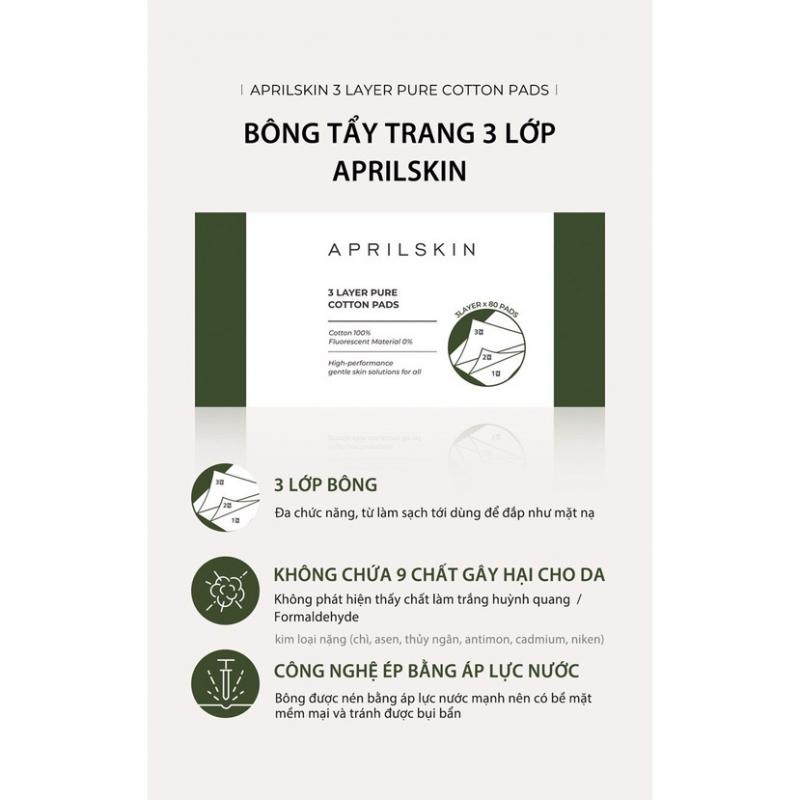 Bông tẩy trang 3 lớp Aprilskin Cotton Pad