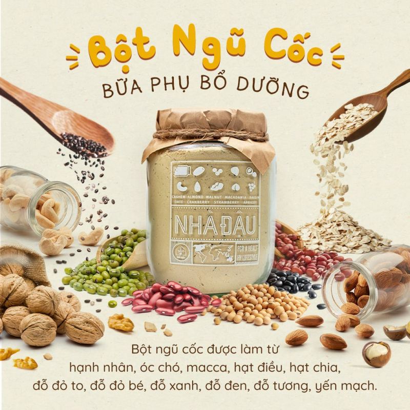 Bột ngũ cốc cho bà bầu, ngũ cốc hạt dinh dưỡng bổ sung dưỡng chất, lợi sữa sau sinh Nhà Đậu