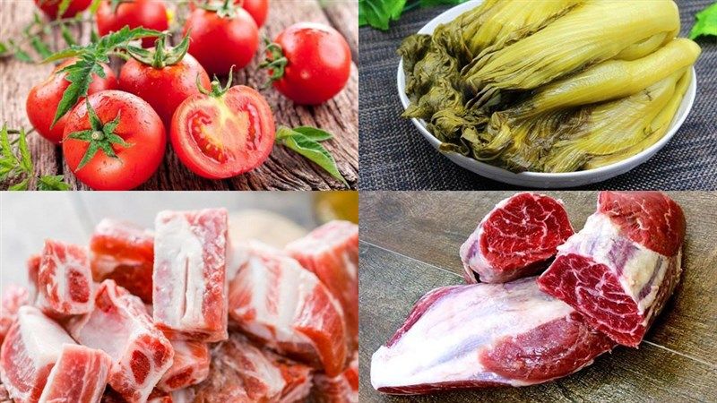 Bún sườn cải chua bắp bò
