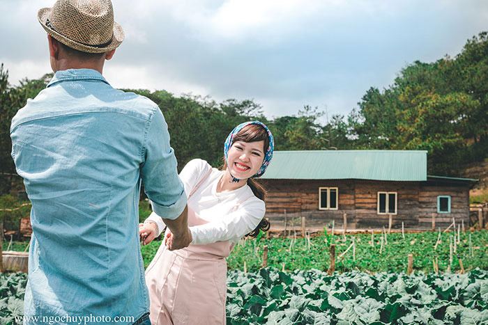 Ảnh cưới tại vườn rau củ Đà Lạt