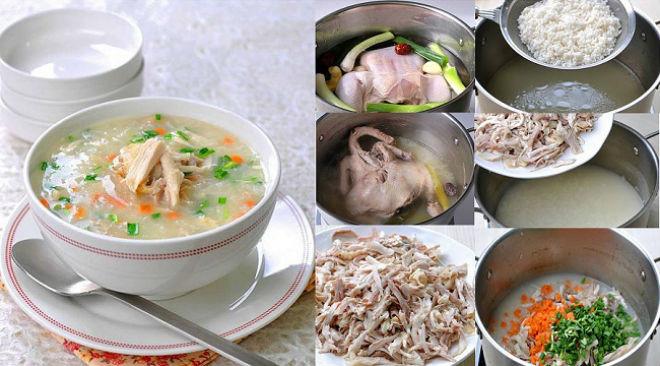 Cách nấu cháo gà rau củ